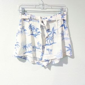 Rails Gigi Blue & White Palms Silk Shorts X-Small